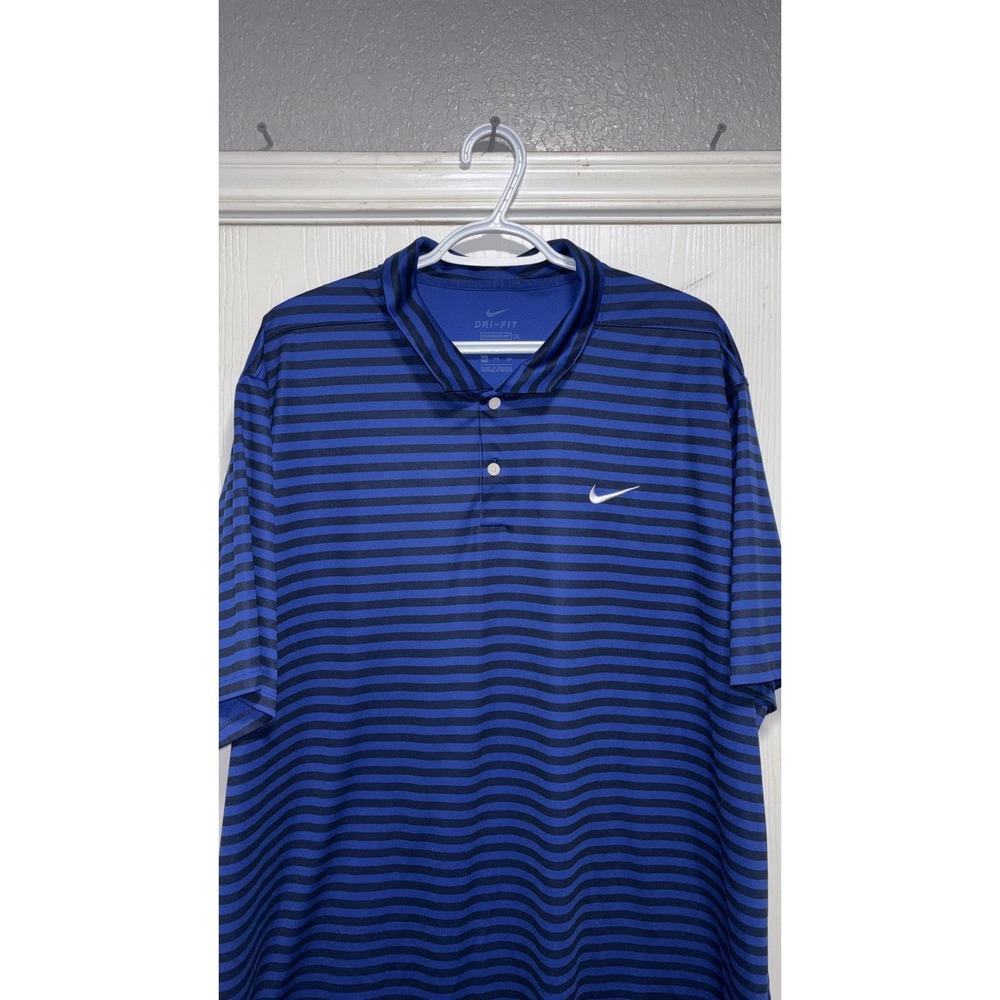 Nike Men Royal Blue/Black Striped Short Sleeve Polo Shirt Size 3XLarge
